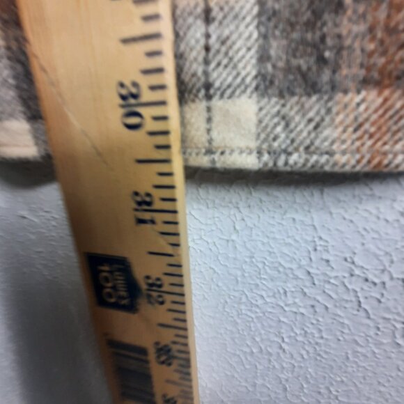 VTG Pendleton Wool Plaid Shirt Medium USA Made Virgin Wool Flannel Brown Tan EUC - Picture 5 of 5
